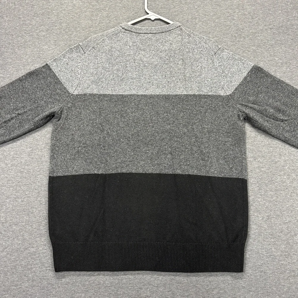 BANANA REPUBLIC‎ EXTRA FINE MERINO WOOL CREW NECK SWEATER MENS XL GRAY BLACK NEW